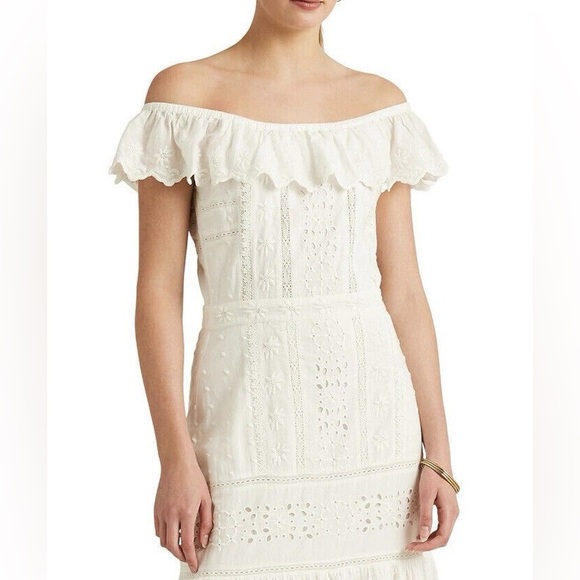 Lauren Ralph Lauren Dresses & Skirts - Lauren Ralph Lauren Size 12 Eyelet Off-the-Shoulder Maxi Dress 100% Cotton NWOT